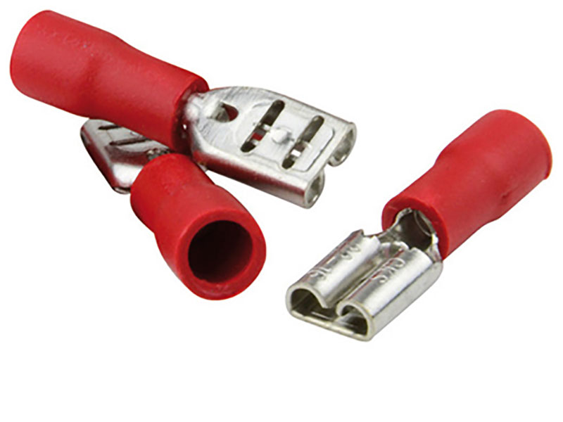 Clip femelle nu à sertir <br><span>Largeur 6.3mm - FASTON rouge</span>