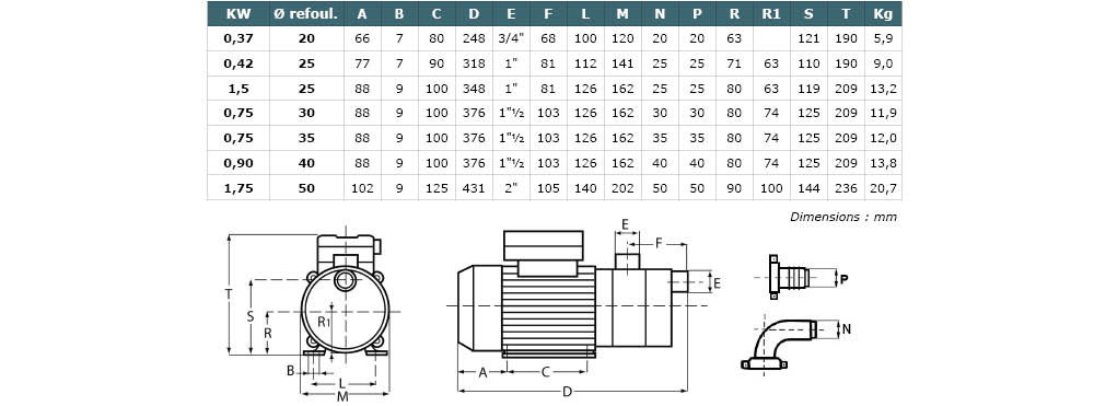 Pompe transfert gasoil Laiton Monophasé 230v - 0,37 kW